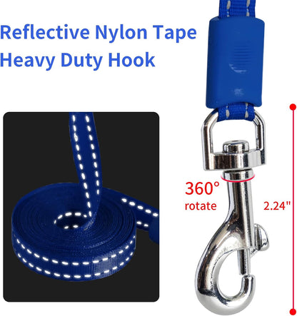 Heavy-Duty Retractable Dog Leash, 16ft Tangle-Free Design with Anti-Slip Handle for Medium Dogs, Reflective Nylon Tape, One-Handed Brake, Pause, and Lock (Blue, Medium)