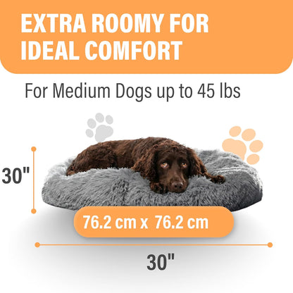 Large Dog Bed, Calming Orthopedic Pet Bedding for Anxiety Relief, Joint Support & Comfort, Washable Dog Furniture, M 45Lbs, Dark Grey