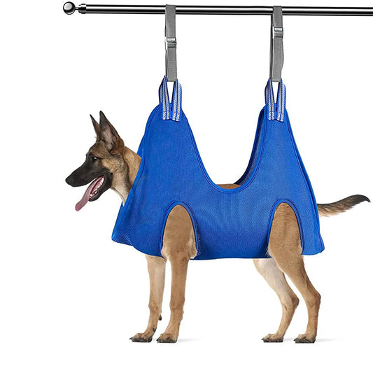 Sehao Dog Grooming Harness for Nail Trimming - Pet Grooming Sling Helper, Blue, Size L