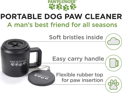Paw Plunger Portable Dog Paw Cleaner - Essential Washer for Medium Dogs - Black