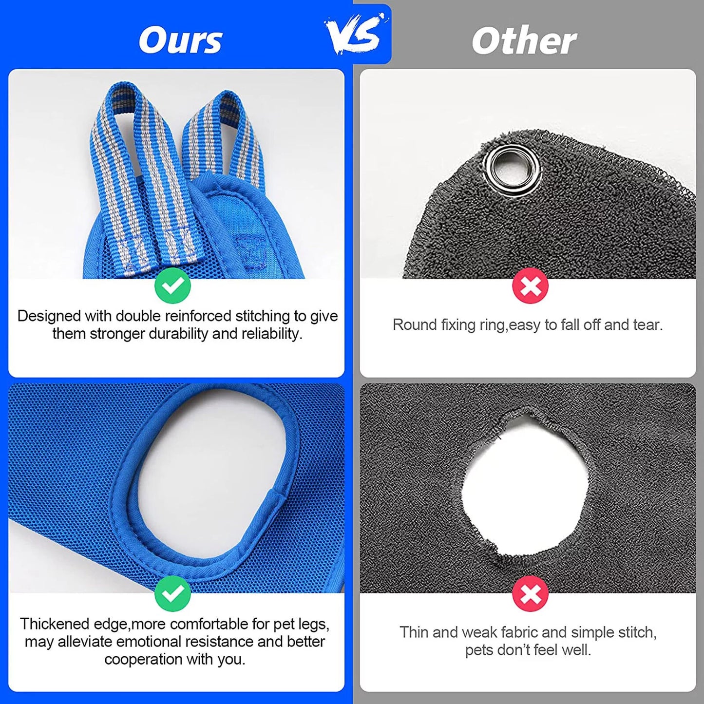 Sehao Dog Grooming Harness for Nail Trimming - Pet Grooming Sling Helper, Blue, Size L