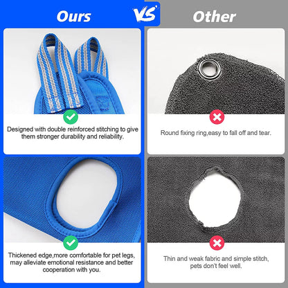 Sehao Dog Grooming Harness for Nail Trimming - Pet Grooming Sling Helper, Blue, Size L