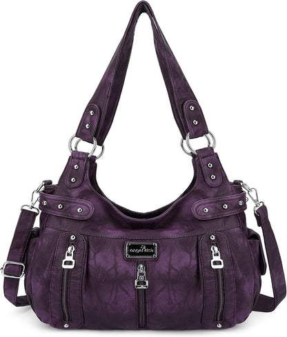 Large Purses and Handbags for Women Washed Faux Leather Crossbody Hobo Satchel Shoulder Handbag Tote Purse