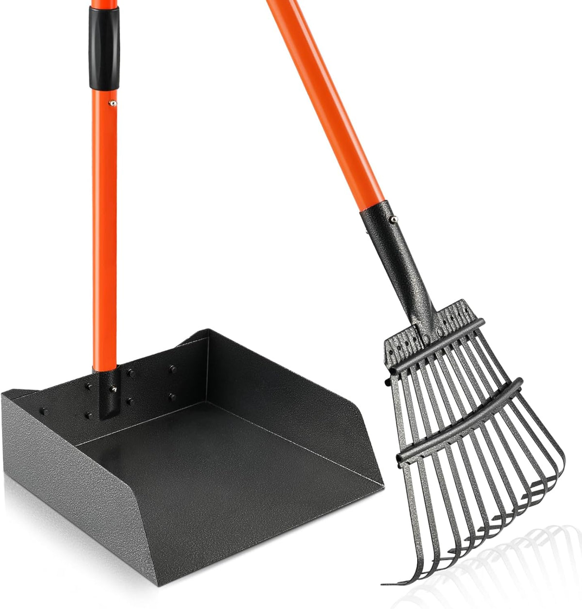 Heavy Duty Pooper Scooper for Large Dogs - XL Stainless Steel Rake & Tray with 38.5" Extended Reach, Rust-Proof Design, Perfect for Grass, Dirt, and Gravel - No Bending Required!