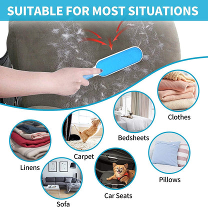 Pet Hair Removal and Grooming Gloves Set for Dogs and Cats, Dual-Sided Brush with Self-Cleaning Base for Clothing, Furniture, Carpets, and Car Seats