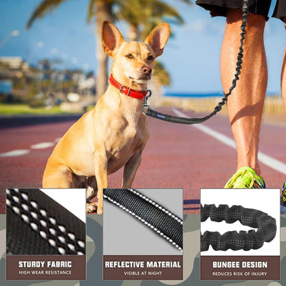 Heavy Duty Bungee Dog Leash for Medium Large Breed Dogs, No Pull for Shock Absorption with Car Seat Belt, 2 Padded Handles 4.5FT 6FT Training Dog Leash (MAX: 4.5 FT, Black01)