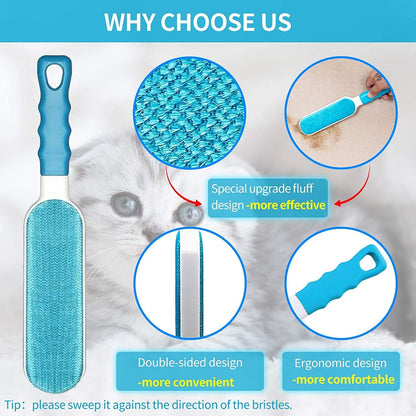 Pet Hair Removal and Grooming Gloves Set for Dogs and Cats, Dual-Sided Brush with Self-Cleaning Base for Clothing, Furniture, Carpets, and Car Seats