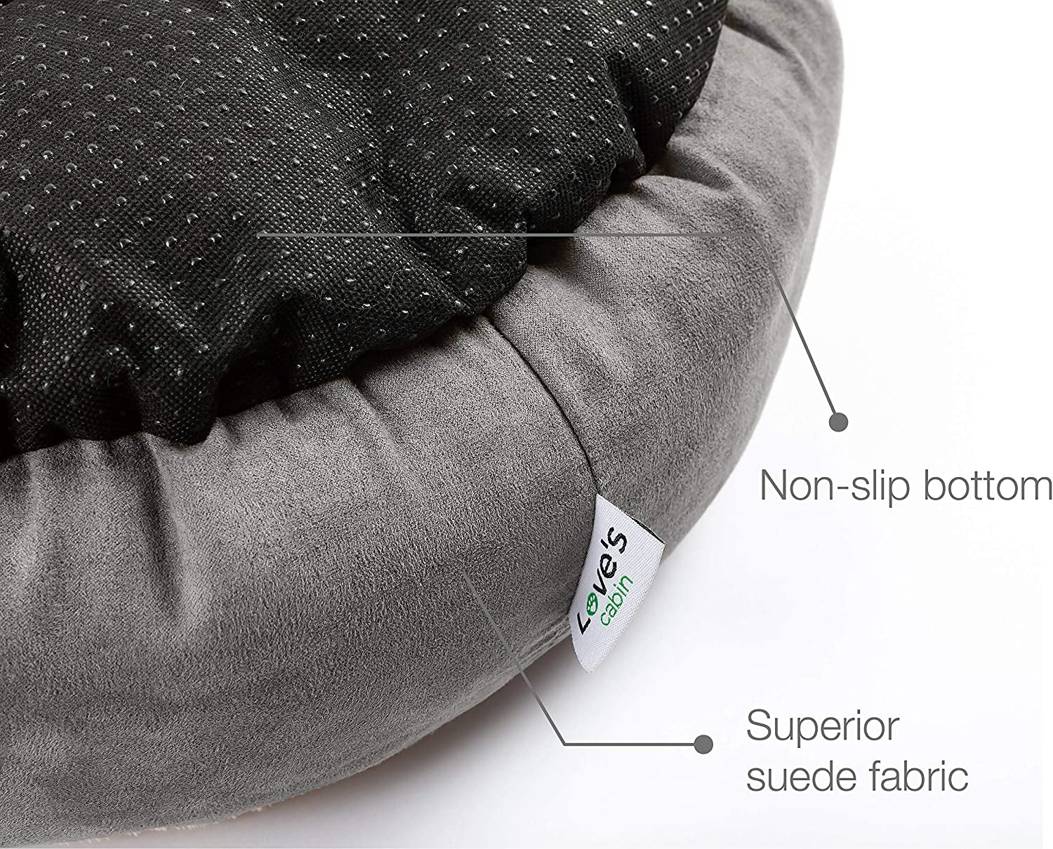 Round Donut Pet Cushion Bed for Cats and Small Dogs, 20-Inch, Anti-Slip & Water-Resistant Base, Ultra-Soft Durable Fabric, Washable Luxury Design in Gray