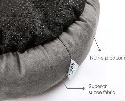 Round Donut Pet Cushion Bed for Cats and Small Dogs, 20-Inch, Anti-Slip & Water-Resistant Base, Ultra-Soft Durable Fabric, Washable Luxury Design in Gray