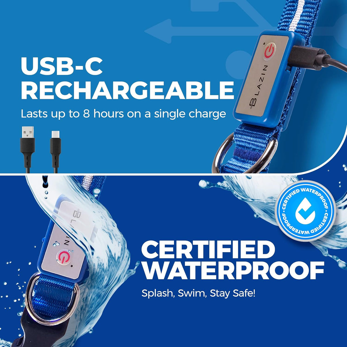 Illuminate Your Dog's Safety: Original USB Rechargeable LED Collar - Waterproof & 1,000 Feet Visibility for All Sizes - USA Made
