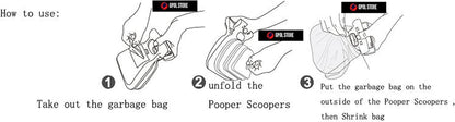 Dog Pet Travel Foldable Pooper Scooper Poop Scoop Clean Pick up Cleaner with Waste Decomposable Bag Dispenser and Dog Leash Clip (Large, Yellow)