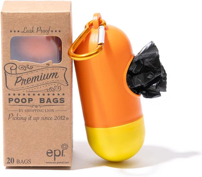20 Dog Poop Bags with Dispenser and Leash Clip, Guaranteed Leak-Proof, Extra Thick and Strong Poop Bags for Dogs, Pet Waste Bags Made with EPI Technology