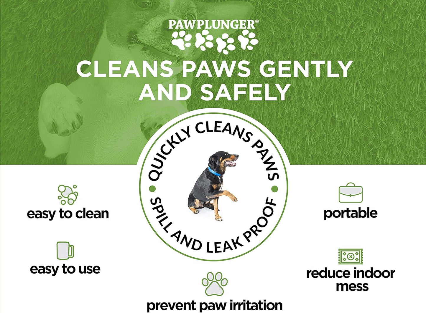 Paw Plunger Portable Dog Paw Cleaner - Essential Washer for Medium Dogs - Black