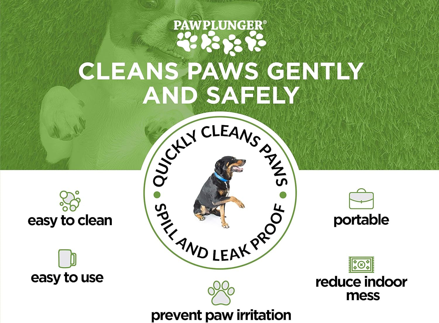 Paw Plunger Portable Dog Paw Cleaner - Essential Washer for Medium Dogs - Black