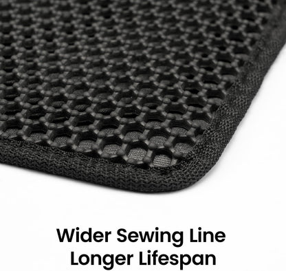 Cat Litter Mat Compact Size 23.6"X14.6" for Small Spaces, Upgrade Waterproof Leakproof Back Layer, Honeycomb Trapping Mat, Washable, Easy to Clean, Scatter Control Kitty Litter Matt, Black