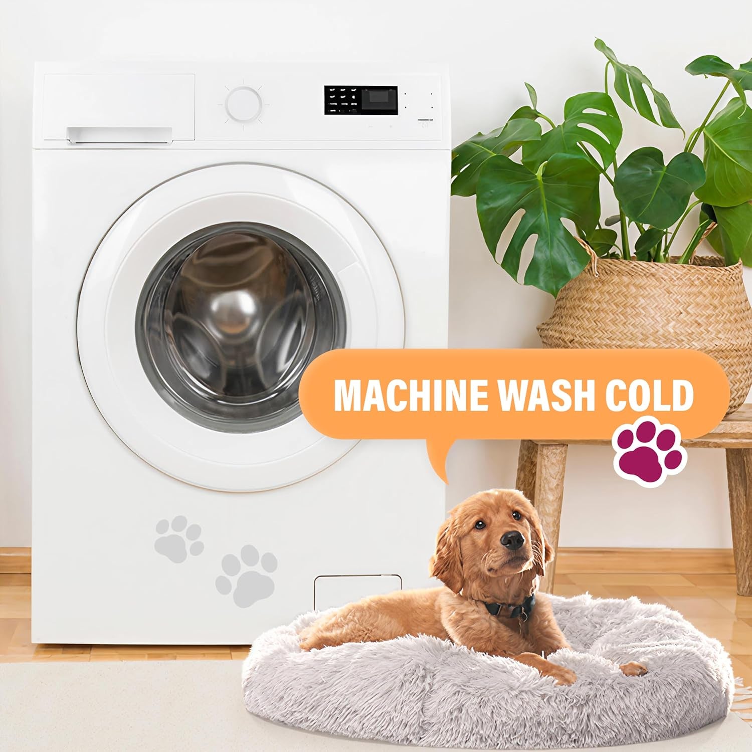 Large Dog Bed, Calming Orthopedic Pet Bedding for Anxiety Relief, Joint Support & Comfort, Washable Dog Furniture, M 45Lbs, Dark Grey