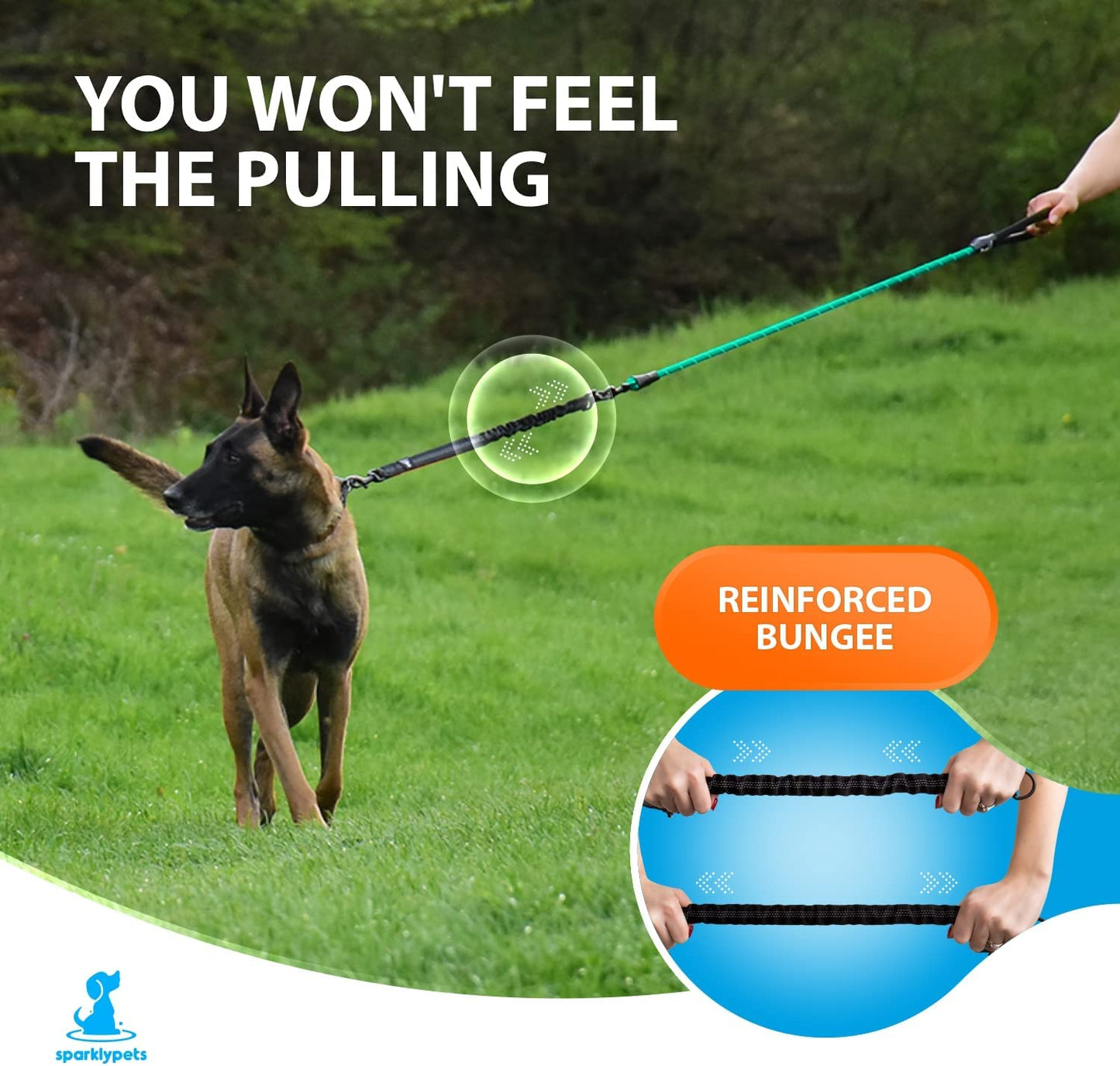- Heavy Duty Bungee Rope Leash for Large and Medium Dogs - No Pull, Shock Absorber Long Dog Training Lead - No Slip Reflective Line for outside (5.5 Ft Bungee Leash)