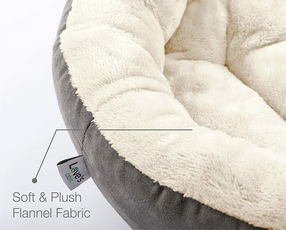 Round Donut Pet Cushion Bed for Cats and Small Dogs, 20-Inch, Anti-Slip & Water-Resistant Base, Ultra-Soft Durable Fabric, Washable Luxury Design in Gray
