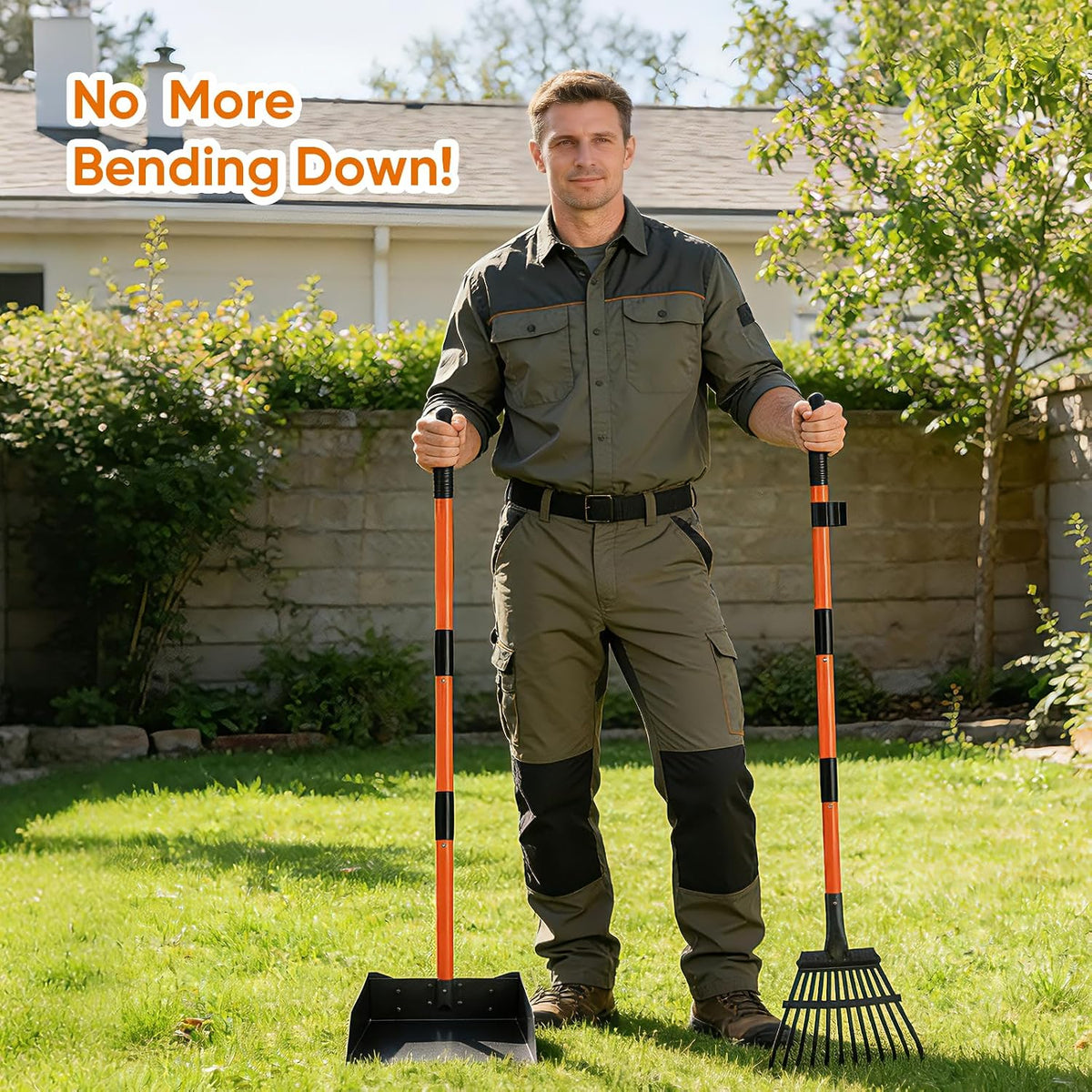 Heavy Duty Pooper Scooper for Large Dogs - XL Stainless Steel Rake & Tray with 38.5" Extended Reach, Rust-Proof Design, Perfect for Grass, Dirt, and Gravel - No Bending Required!