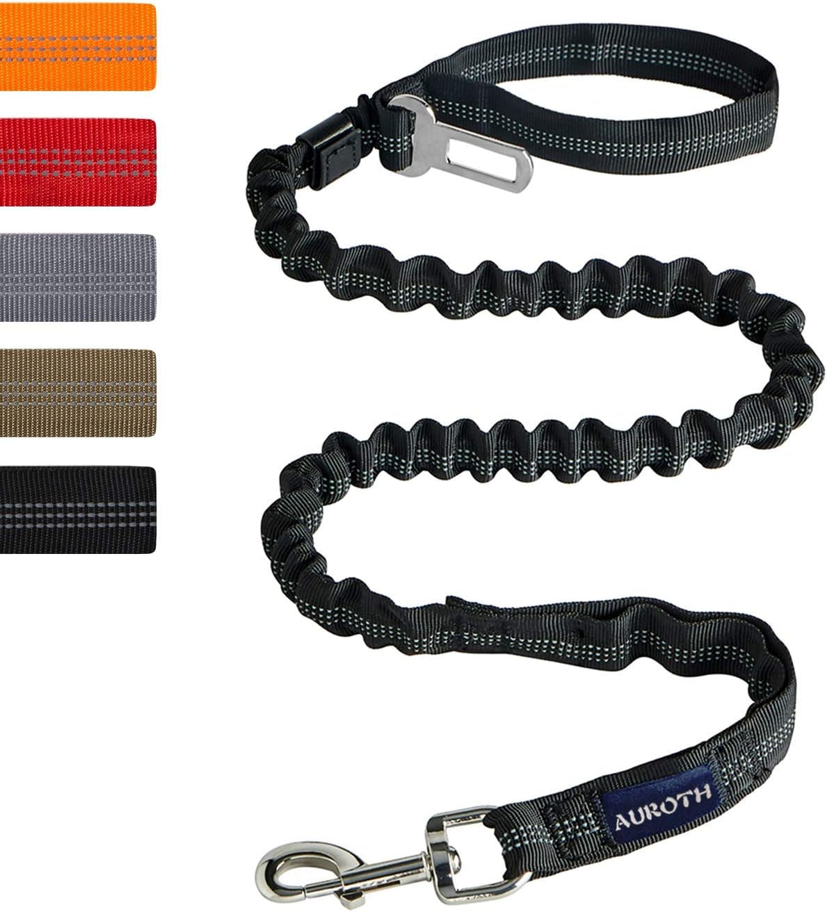 Heavy Duty Bungee Dog Leash for Medium Large Breed Dogs, No Pull for Shock Absorption with Car Seat Belt, 2 Padded Handles 4.5FT 6FT Training Dog Leash (MAX: 4.5 FT, Black01)