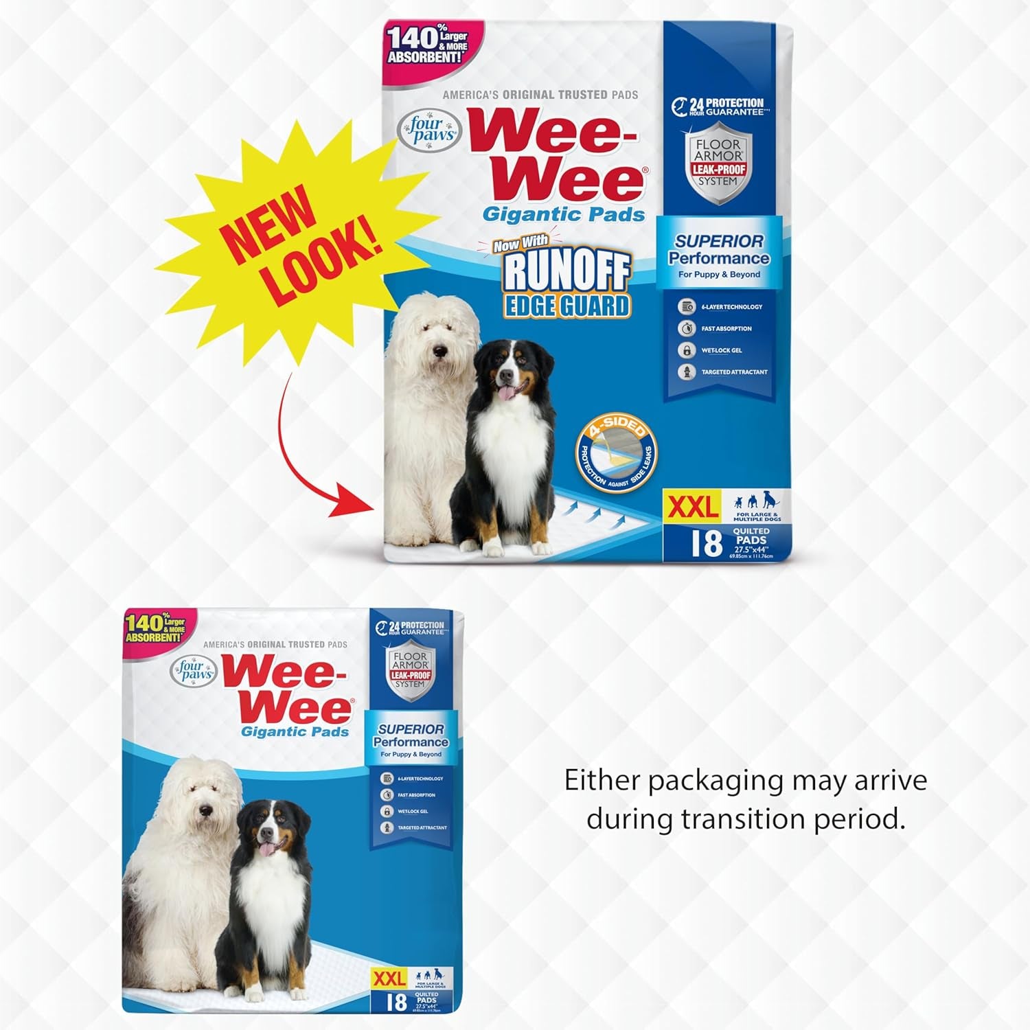 Wee-Wee Superior Performance Gigantic Dog Pee Pads, 18 Count | Puppy & Dog Potty Training Pads, All Day Floor Protection, Housebreaking Pet Supplies, Leak-Proof Puppy Pads, 27.5" X 44"